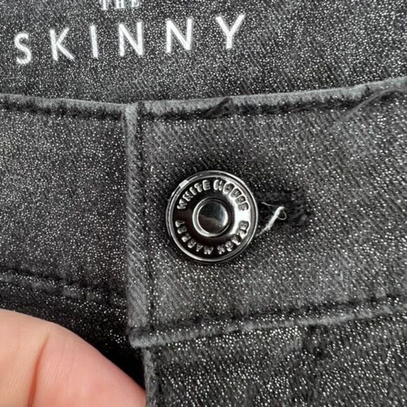 White House Black Market Women's Metallic Gold Foil Skinny‎ Ankle Jeans Size 0 - Picture 3 of 16